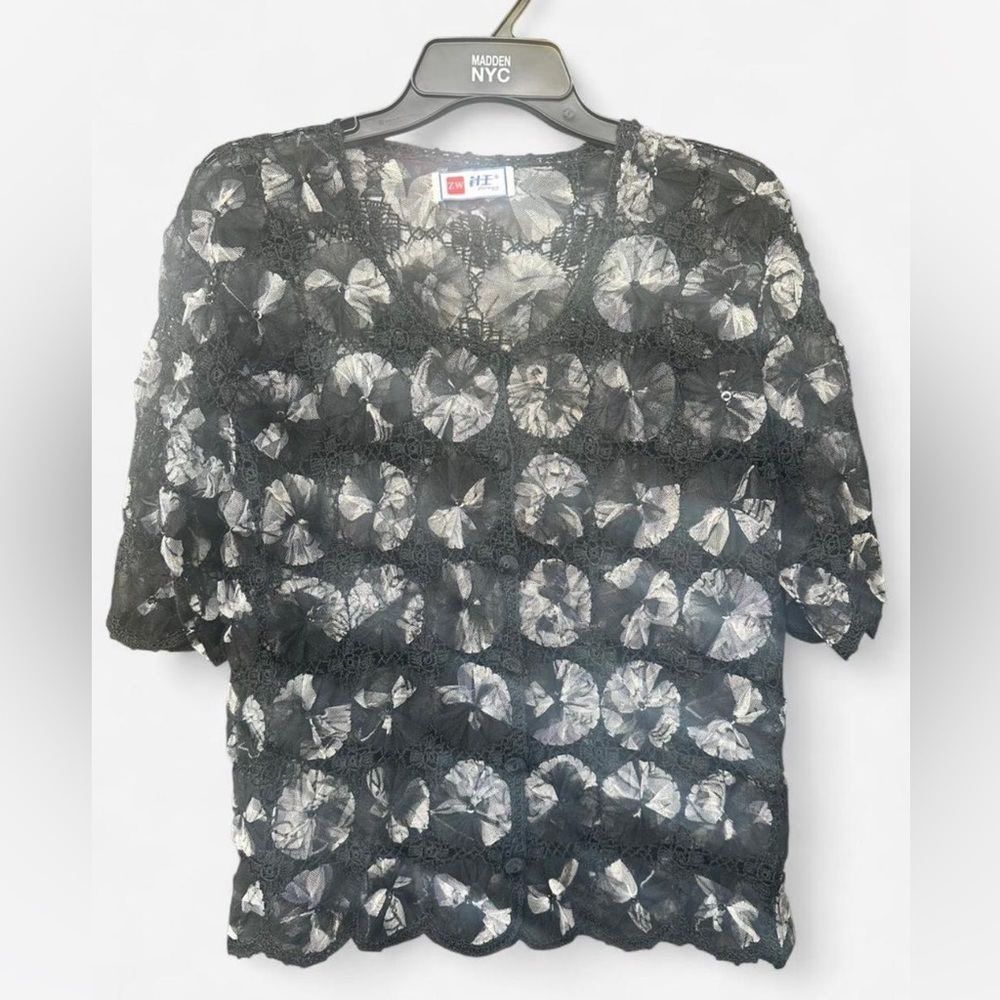 Black and Gray Lace Top